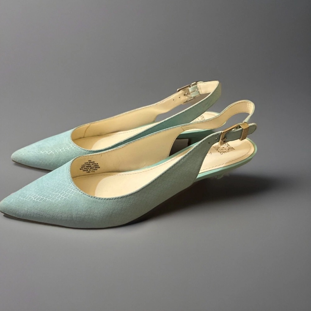 Anne Klein Mint Green Pointed Toe Slingback Heels - Picture 16 of 16